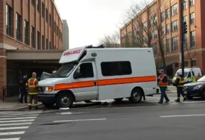 Damaged ambulance at a JCPS school in Louisville