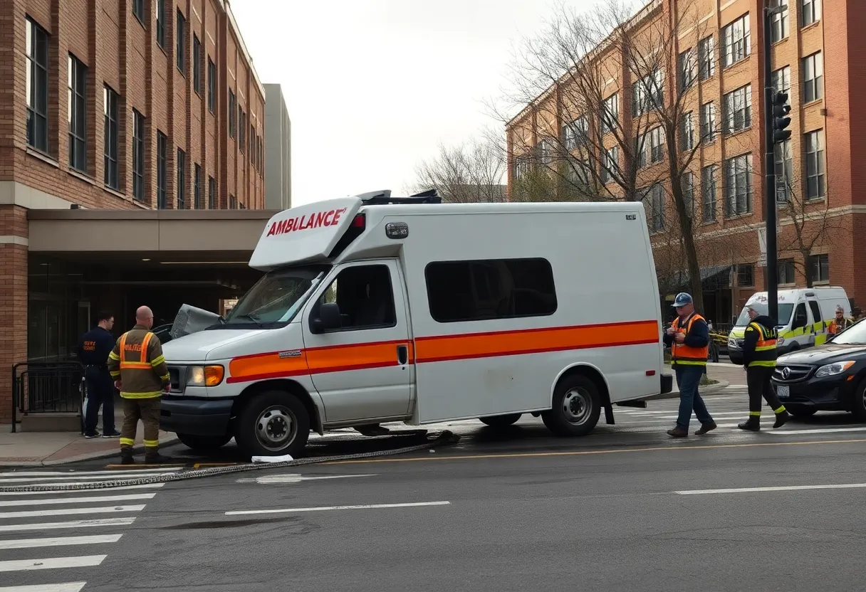 Damaged ambulance at a JCPS school in Louisville