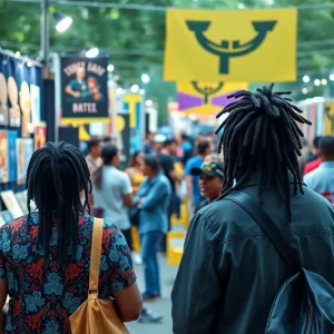 Crowd enjoying performances at the Artists & Afros Festival in Louisville