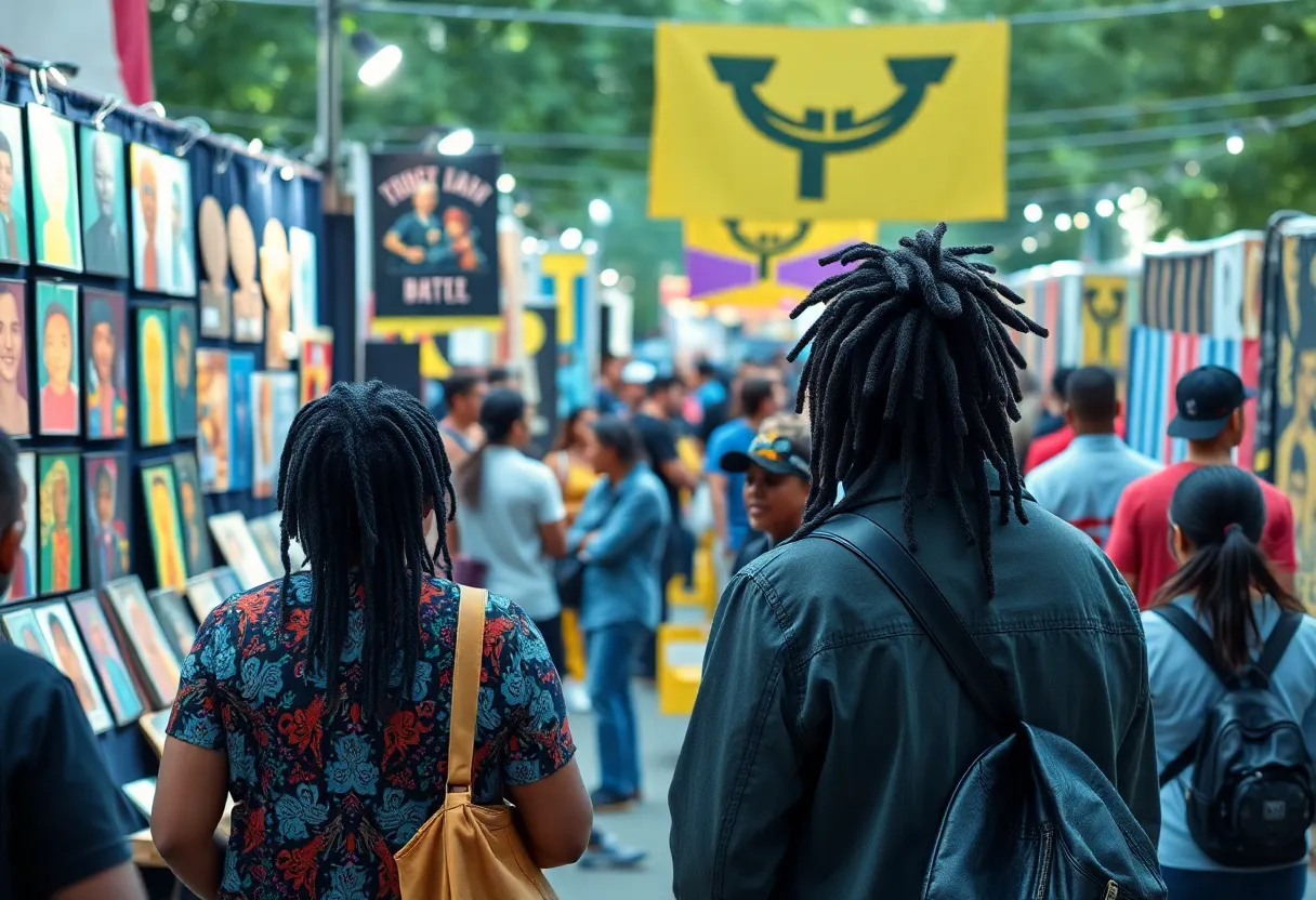 Crowd enjoying performances at the Artists & Afros Festival in Louisville
