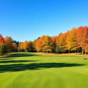 Scenic autumn golf course