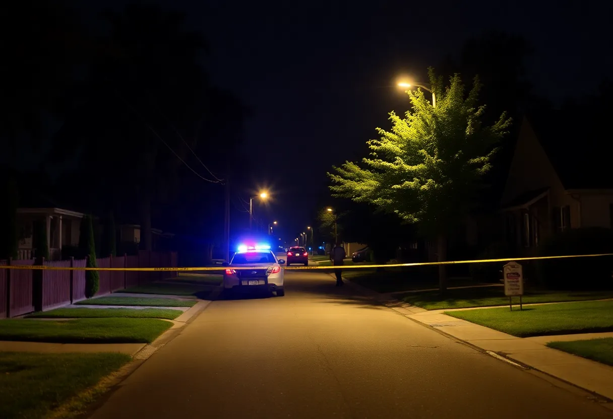 Police officers in a residential area investigating vehicle break-ins.