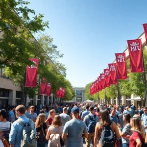Bellarmine University students and alumni celebrating the 75th anniversary event