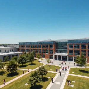Aerial view of Bellarmine University campus during fundraising campaign