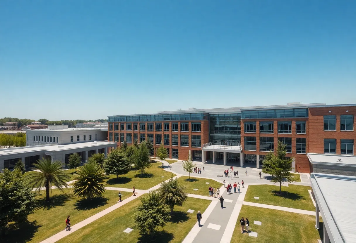 Aerial view of Bellarmine University campus during fundraising campaign