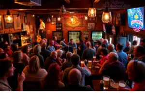 Bar patrons enjoying live music and craft beers at Brownie's Bar.