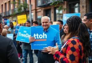 Public gathering for a political campaign in Louisville, Kentucky.