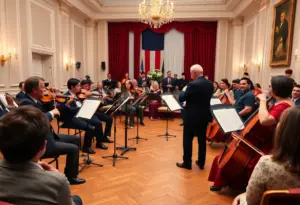 Local musicians performing at a chamber music concert in Madison, showcasing a blend of French and American culture.