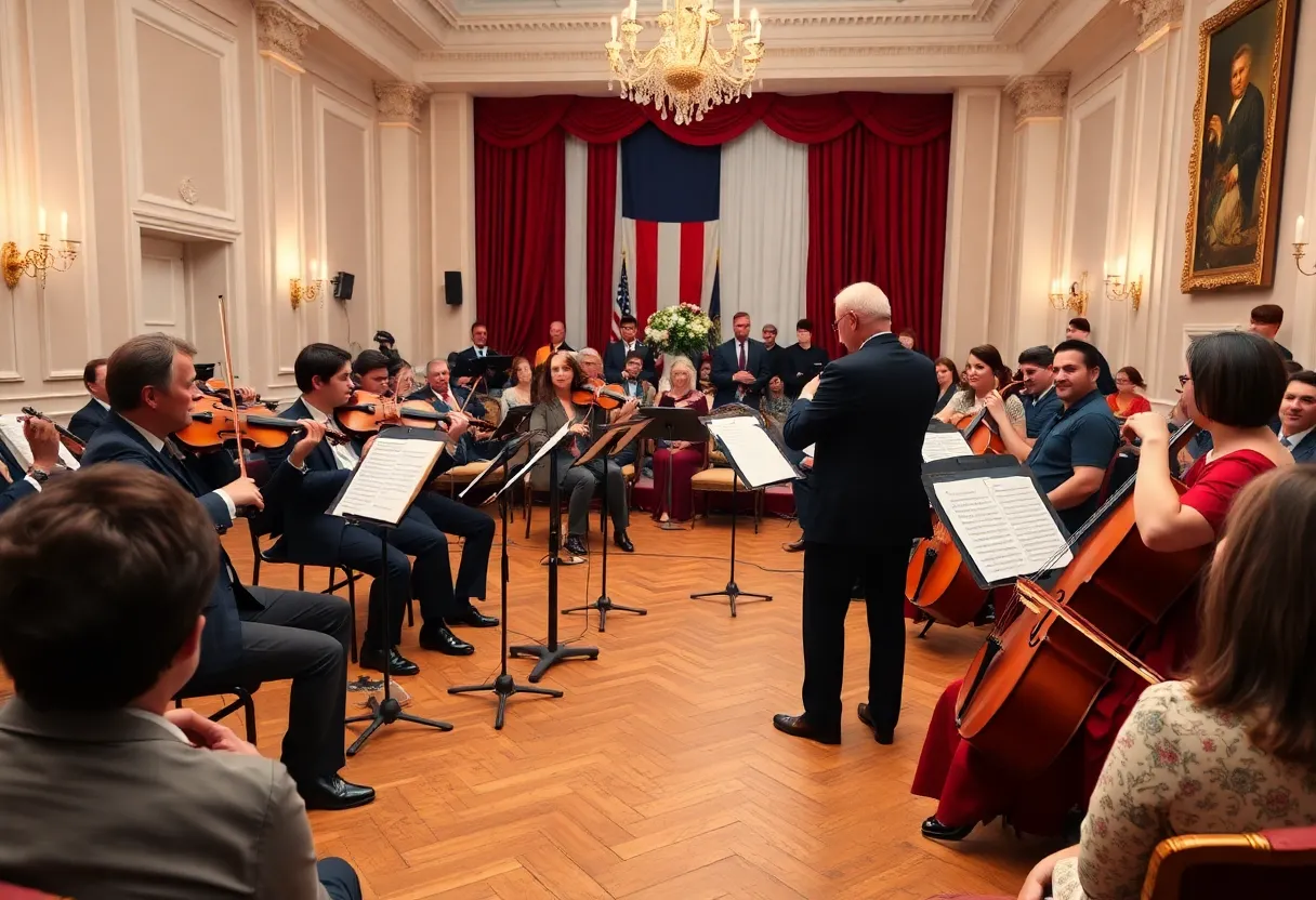 Local musicians performing at a chamber music concert in Madison, showcasing a blend of French and American culture.