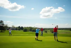 Amateur golfers practicing at Cherokee Golf Course for Kentucky Open qualifiers