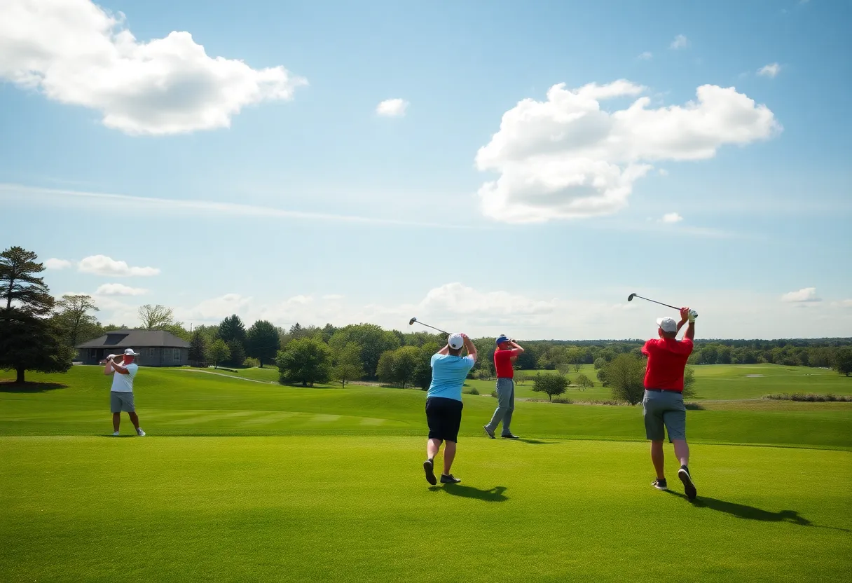 Amateur golfers practicing at Cherokee Golf Course for Kentucky Open qualifiers