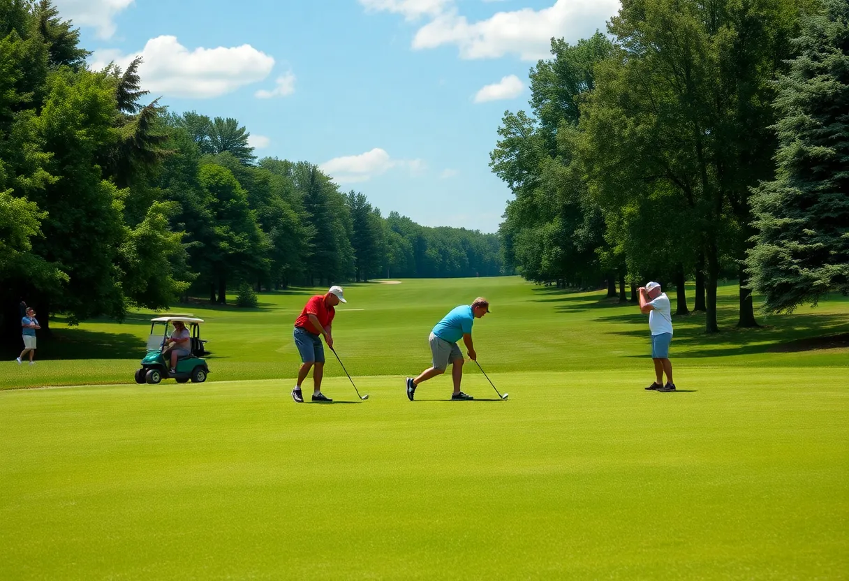 Golfers participating in the ChipIn charity event at a Louisville golf course