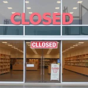 Front view of the closed Sears store at Jefferson Mall
