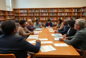 Residents participating in a community forum on police reform at the Portland Library in Louisville.