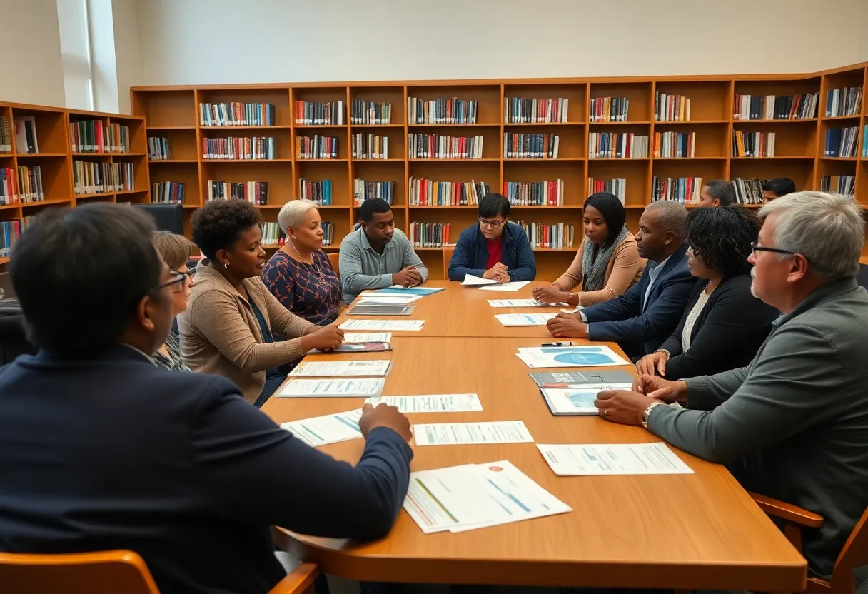 Residents participating in a community forum on police reform at the Portland Library in Louisville.
