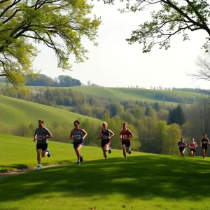 Runners participating in the cross country race at Swag's Louisville Classic