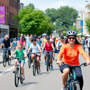 Community members enjoying the CycLOUvia event on Bardstown Road in Louisville.