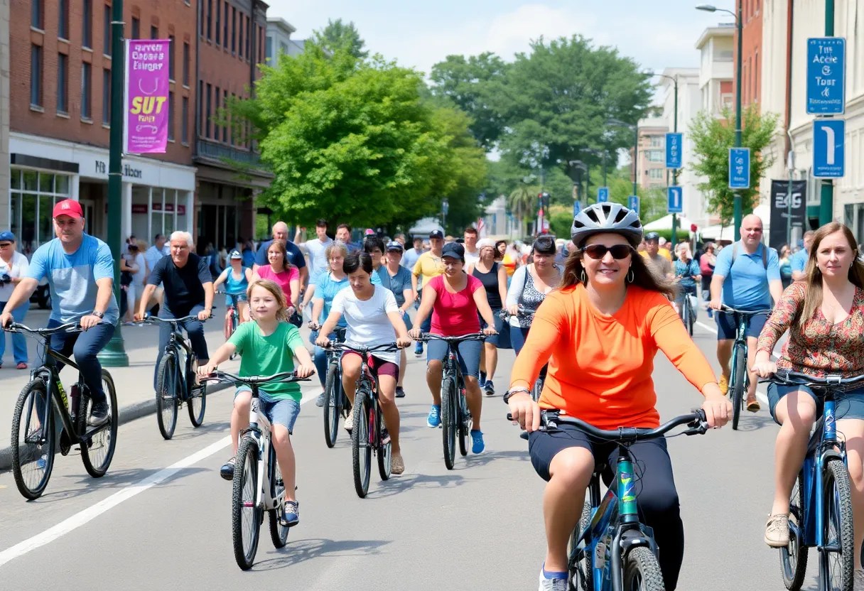 Community members enjoying the CycLOUvia event on Bardstown Road in Louisville.