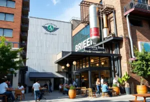 Exterior of Derby Brew Co. craft brewery in NuLu, Louisville.