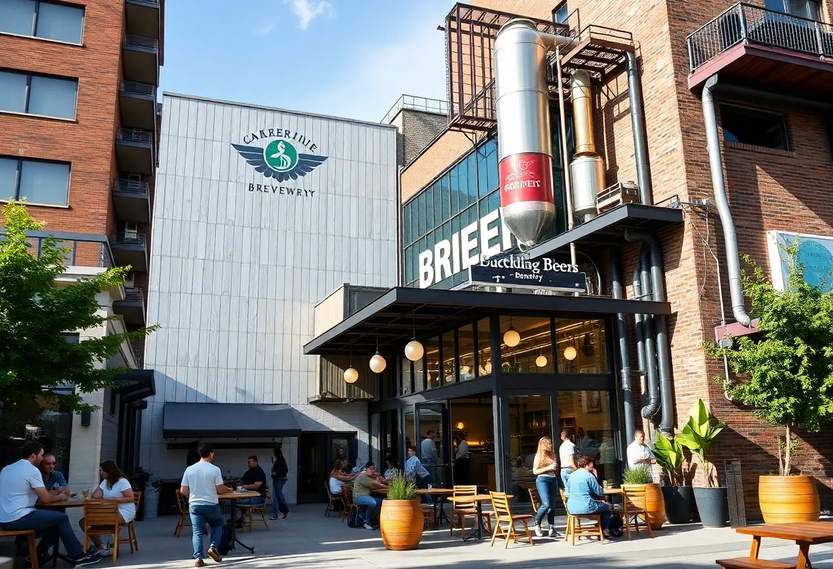 Exterior of Derby Brew Co. craft brewery in NuLu, Louisville.