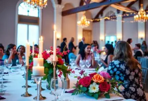 Attendees enjoying the Dining for Dignity fundraiser event in Louisville