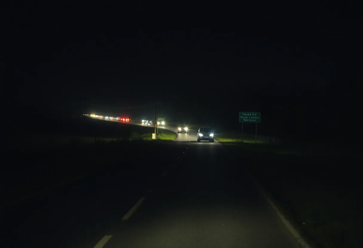 Nighttime view of Dixie Highway highlighting safety concerns for pedestrians