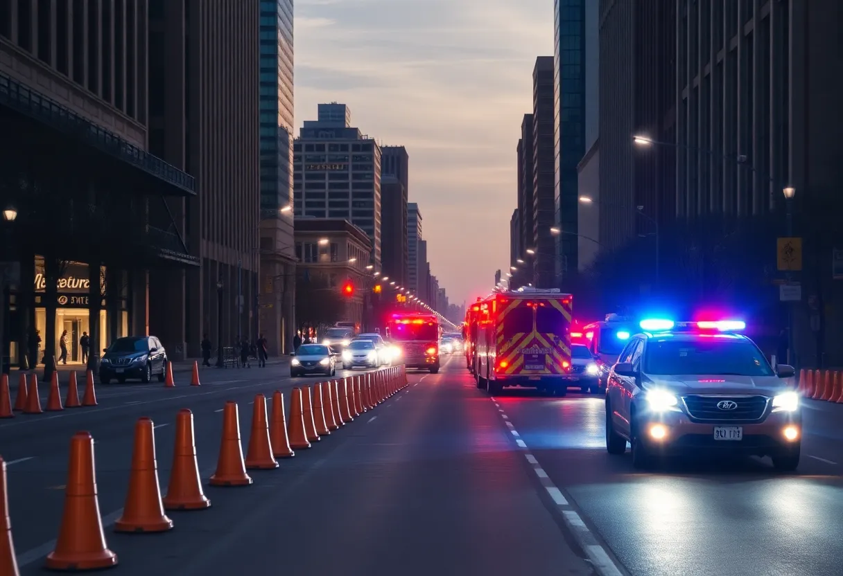 Scene of a motorcycle crash in downtown Louisville