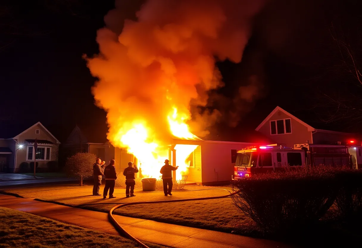 Firefighters responding to a house fire in East Louisville