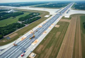 Construction of runway expansion at Elizabethtown Regional Airport