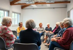 Seniors participating in a mental wellness workshop