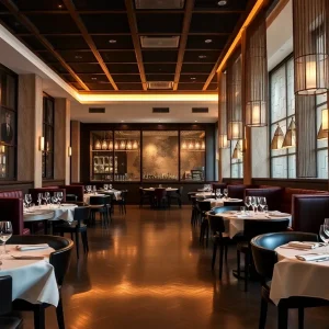 Empty dining area of Ensō restaurant