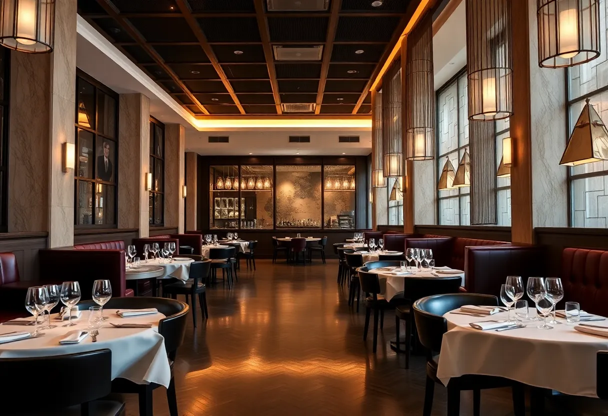 Empty dining area of Ensō restaurant