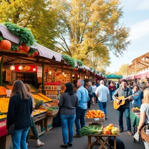 Crowd enjoying the fall festival at Louisville's West End Farmers Market.