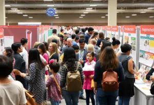 Families exploring educational options at the JCPS Showcase