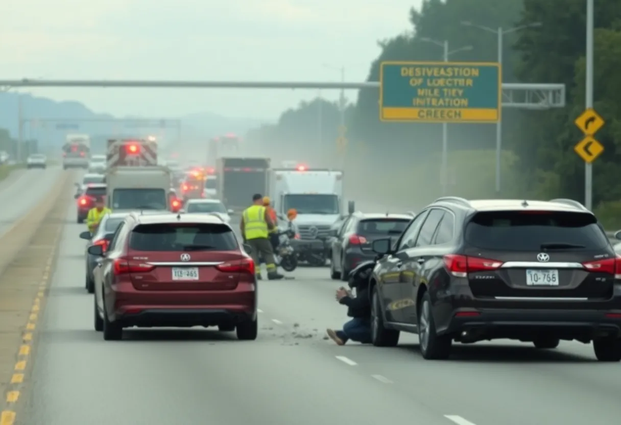 Emergency responders attending to a vehicular accident scene on Dixie Highway.