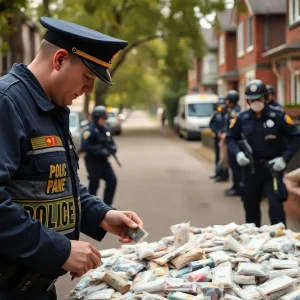 Police officers during a drug seizure operation in Louisville