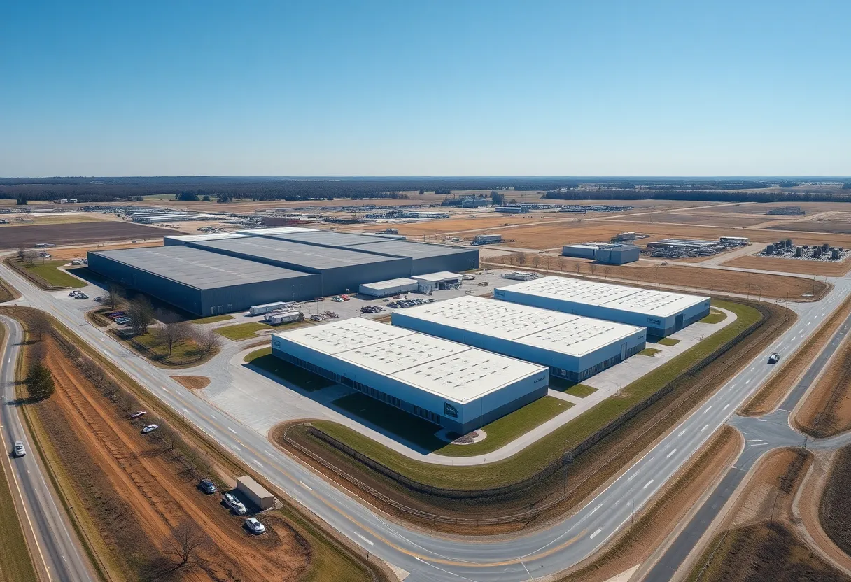 Aerial view of Ford's new manufacturing site for electric vehicles in Louisville, Kentucky.