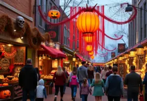 Crowds enjoying the Fright Fair in Jeffersonville's NoCo Arts District