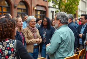 Community members at a political caucus meeting