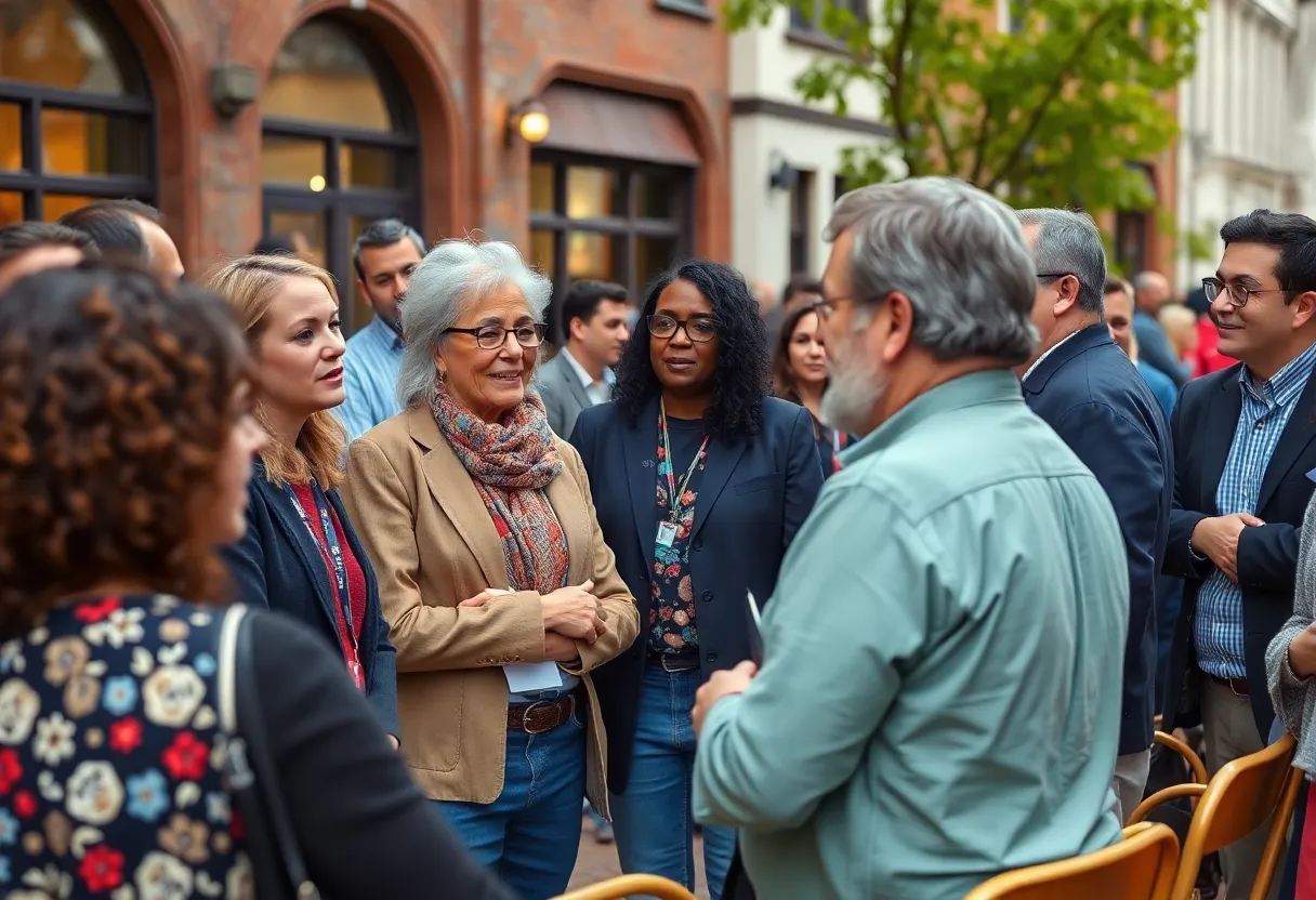Community members at a political caucus meeting