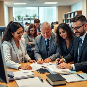 Attorneys in a modern Louisville law office collaborating on a case.