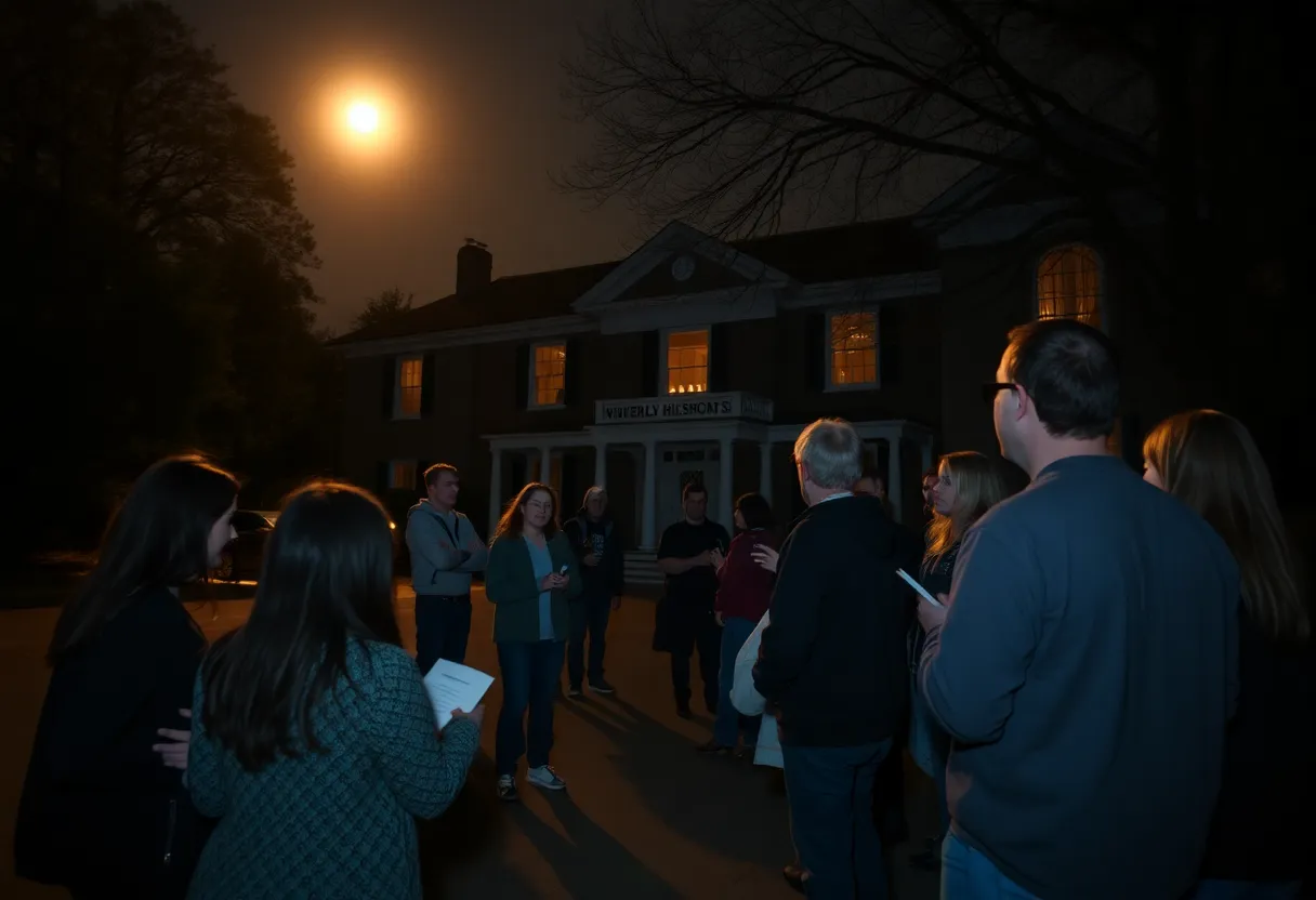 Visitors engage in a haunted tour at Waverly Hills Sanatorium