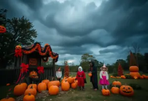 Decoration at a canceled Halloween event in Highview Park