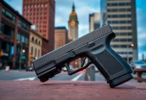 Illustration of illegal Glock switches in an urban setting