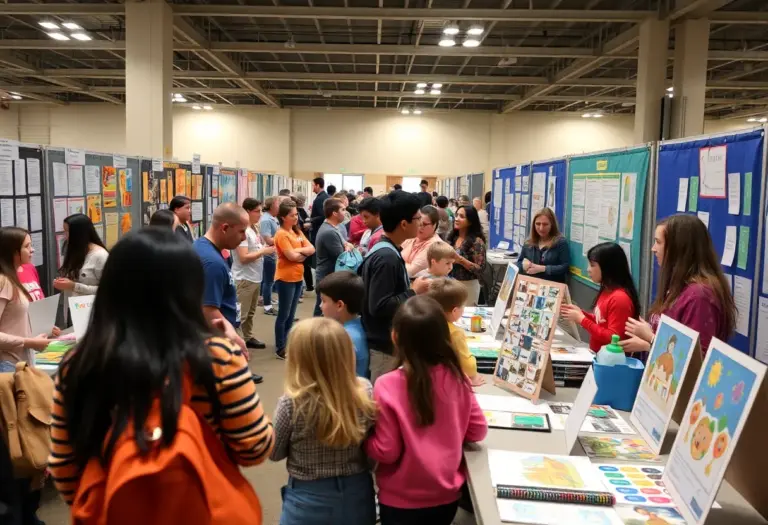Families interacting at the Jefferson County Public Schools education showcase