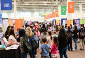 Families engaging with educators at JCPS Showcase of Schools