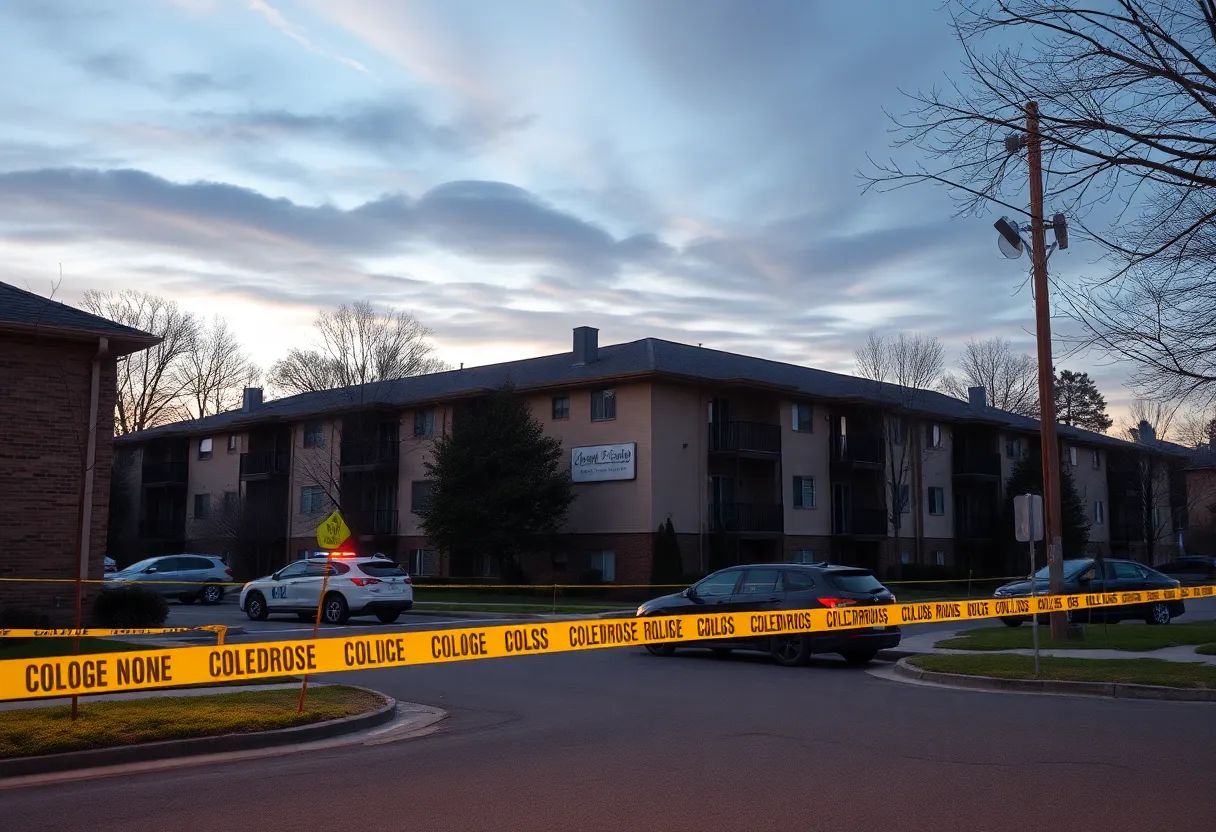 Police investigation scene at Jeffersontown apartment complex