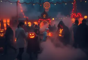 Families enjoying activities at Jeffersonville's Fright Fair.