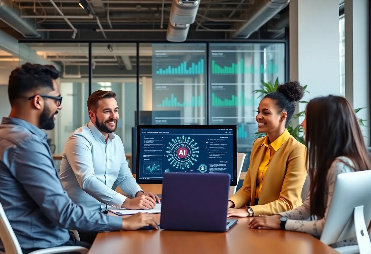 Team of professionals at J&L Marketing collaborating on digital marketing strategies.