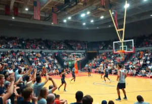 Fans cheering at the Kentucky Wildcats basketball Blue-White scrimmage in Rupp Arena